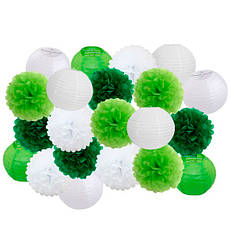 Святковий декор "White and green" набір 21 шт, розмір - 25 см
