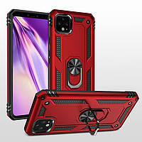 Протиударний чохол для Google Pixel 4 червоний матовий з кільцем підставкою