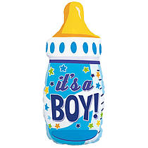 Фольгована кулька фігура "Пляшечка для годування" блакитна Flexmetal