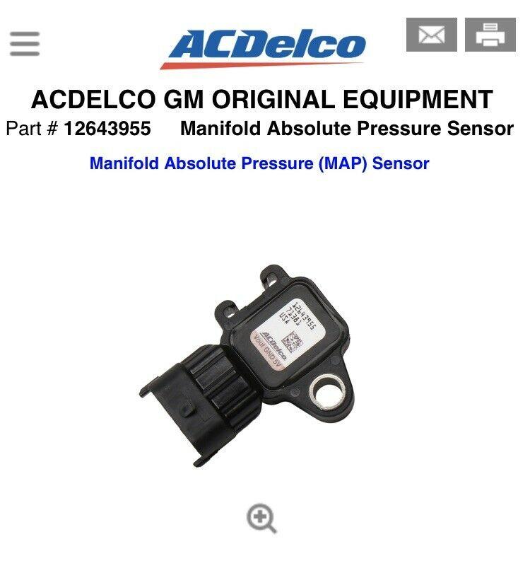 Датчик абсолютного тиску GM 12643955 A20NHT B20NHT OPEL Insignia & Buick Regal & Cadillac ATS CTS CT6, фото 1