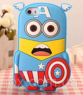 Силіконовий чохол Міньйон Капітан Америка для Iphone 4/4S