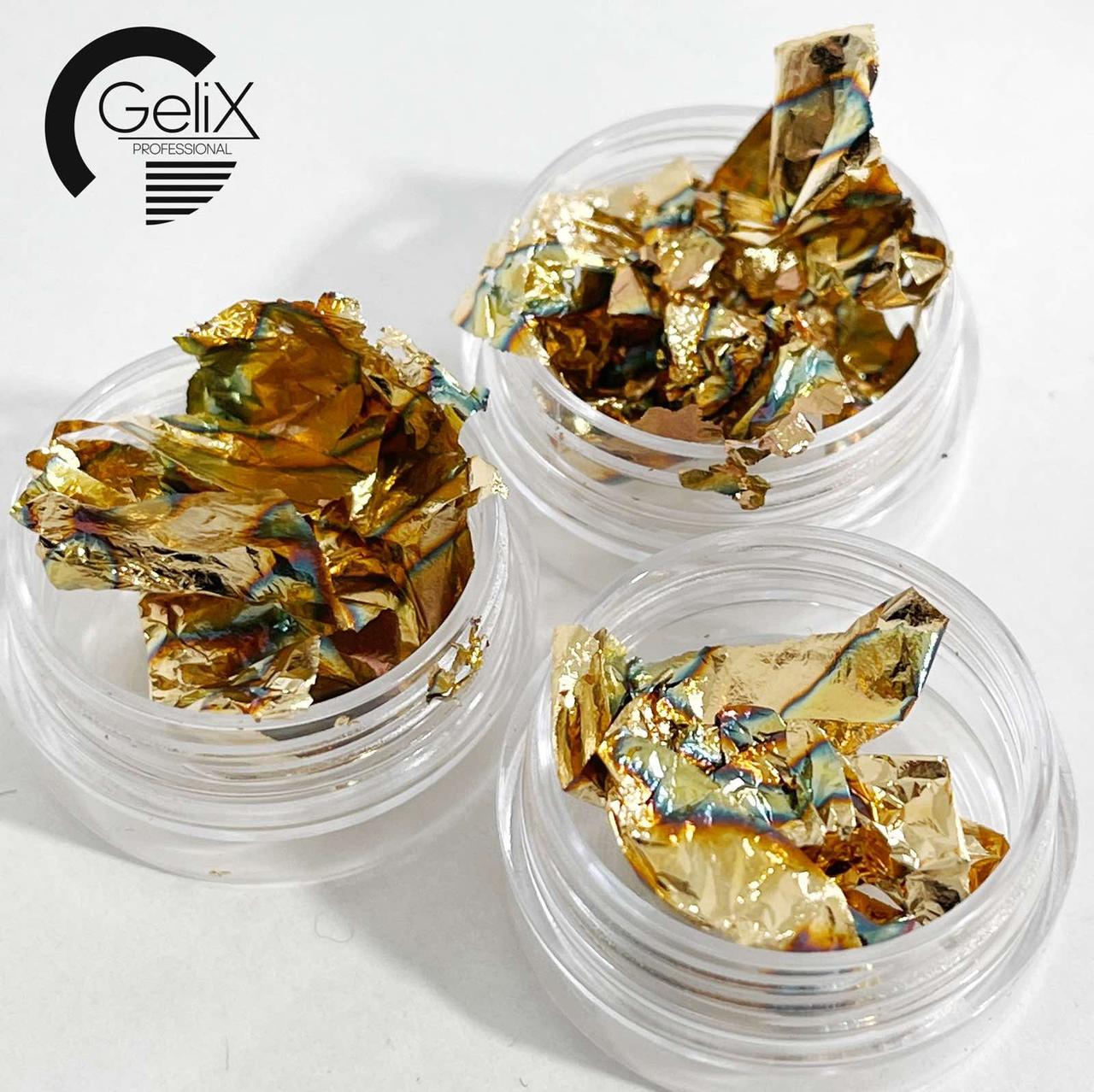 Поталь (фольга) для дизайну нігтів, золото-бензин, фото 1