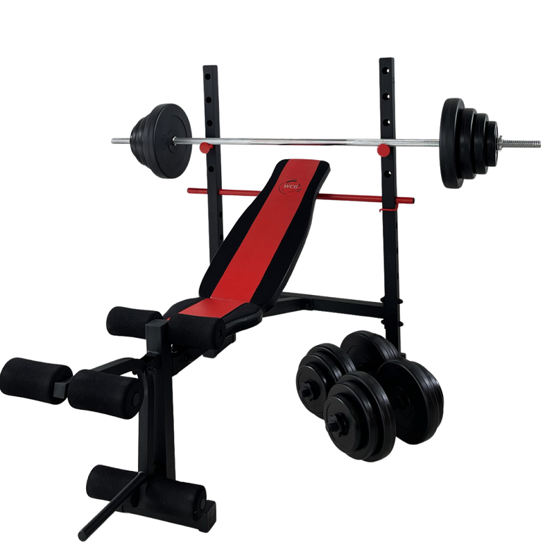 Лава для жиму регульована WCG DS 1000 з стійками під штангу похила з тренажером для ніг R_8206