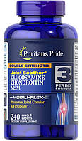 Хондропротектор Puritan's Pride Double Strength Glucosamine, Chondroitin & MSM Joint Soother 240 таблеток