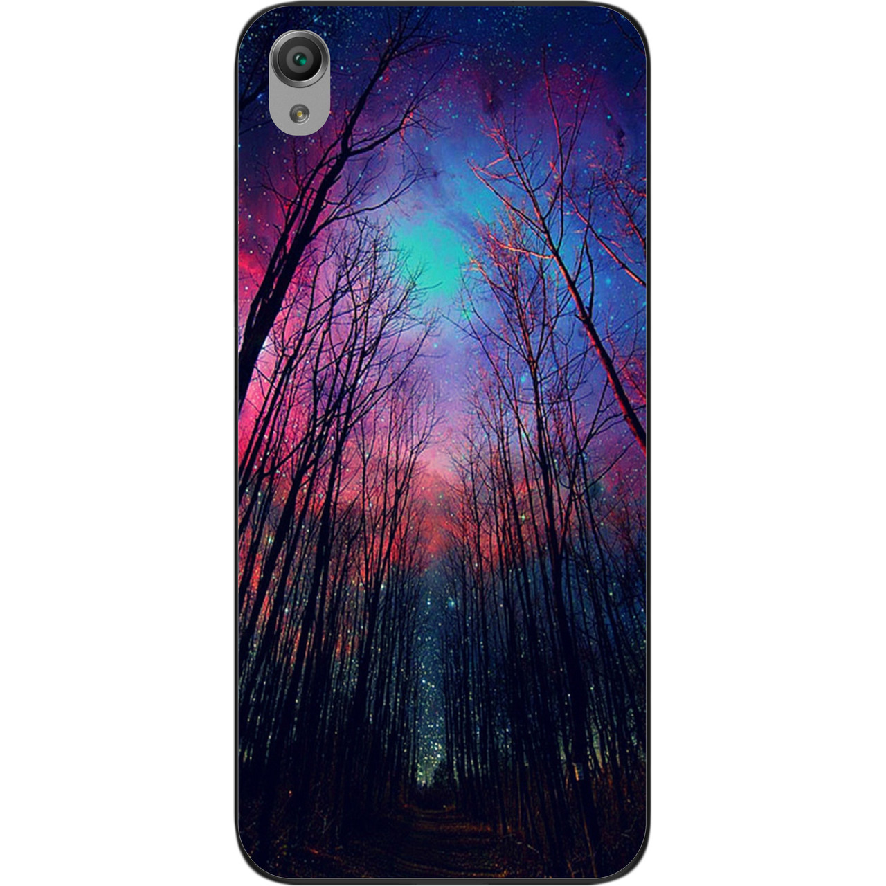 Силіконовий чохол бампер для Sony Xperia M4 Aqua з картинкою Ліс космічне небо, фото 1