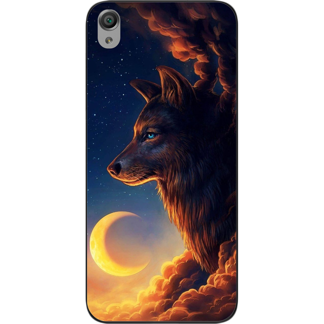 Бампер силіконовий чохол для Sony Xperia M4 Aqua з картинкою Вовк і місяць, фото 1