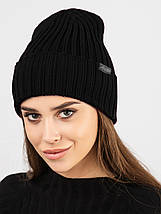 Стильна в'язана шапка з відворотом, Модні шапки для підлітків, Молодіжна шапка, фото 3