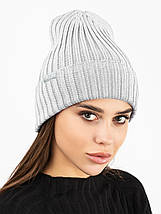 Стильна в'язана шапка з відворотом, Модні шапки для підлітків, Молодіжна шапка, фото 2
