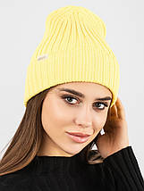 Стильна в'язана шапка з відворотом, Модні шапки для підлітків, Молодіжна шапка, фото 5