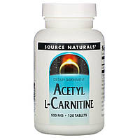 Ацетил L-карнітин 500 мг, Acetyl L-Carnitine, Source Naturals, 120 таблеток