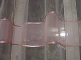 Комплект тюль із штокою до підвіконня з рожевою оборкою, фото 5