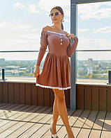 Красивое трикотажное платье с открытыми плечами Платья, Traits of fashion, Фактурный трикотаж, S, 44, 50%