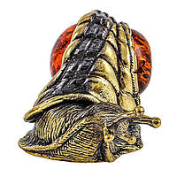 Маленька бронзова фігурка з бурштином Равлик Моніка