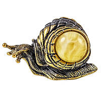 Фігурка з бронзи з бурштином Равлик Моніка