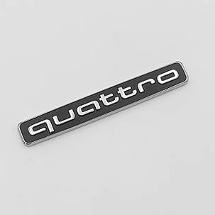 Емблема (шильдик, наклейка, логотип) AUDI (Ауді) Quattro (7.2x1cm) Чорний, фото 3