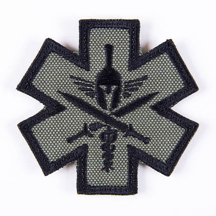 Нашивка на липучці Медична зірка Spartan олива чорна, фото 2