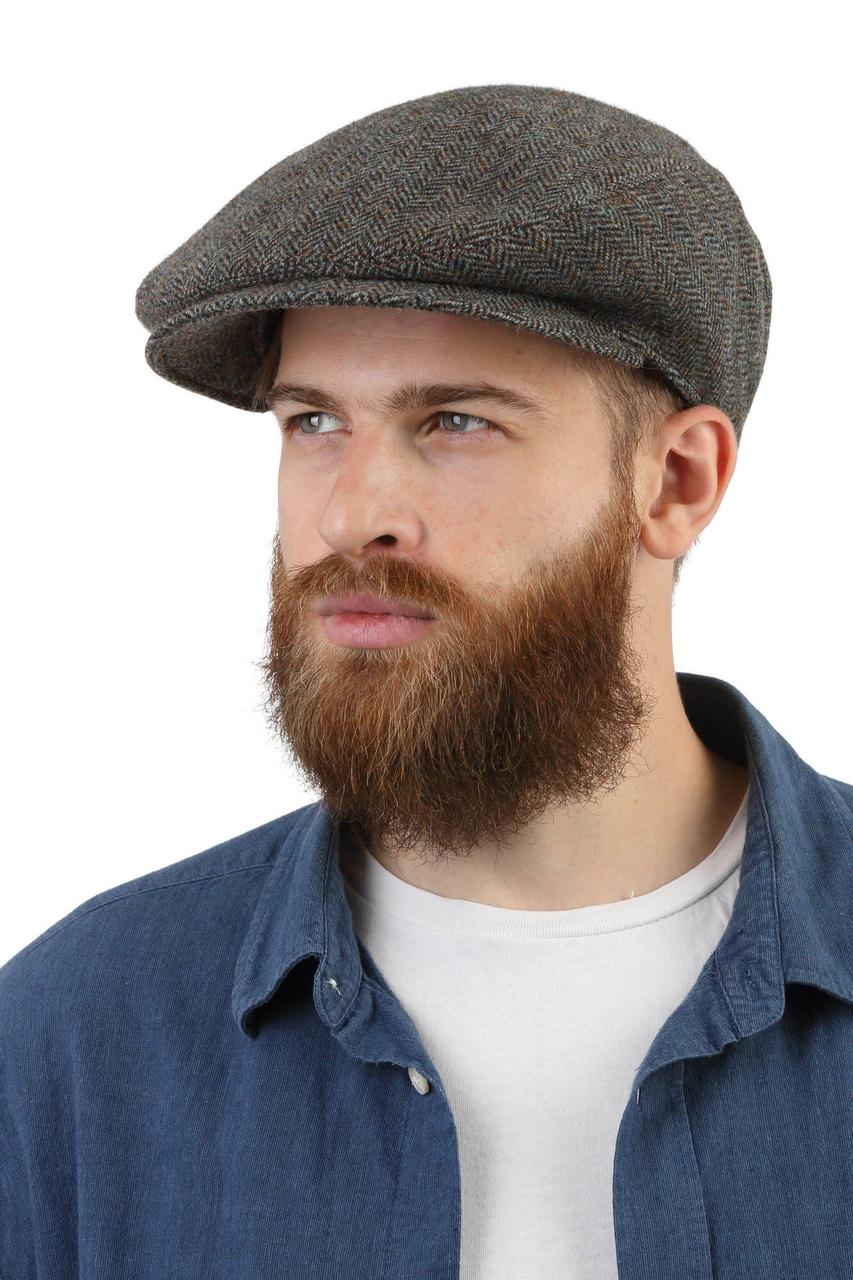 Кепка чоловіча класична в ялинку сіро-зелена, фото 1