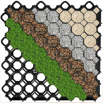 Газонна решітка (георешітка) Stella Green / Стела Грін SG3, 50х50х5 см, чорна (Польща), фото 2