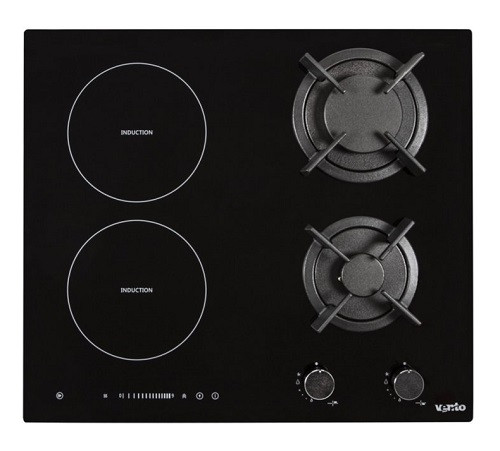 Варочна поверхня газ/індукція Ventolux HG622 B9G RCS I (BK) чорне скло