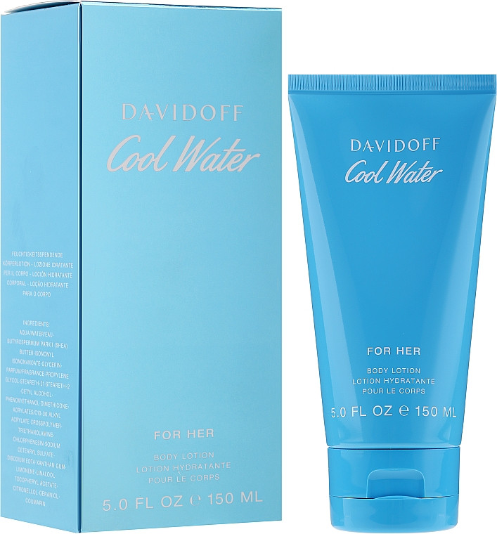 Парфумований лосьйон для тіла Davidoff Cool Water For Her Body Lotion 150 ml, освіжаючий аромат для жінок, фото 1