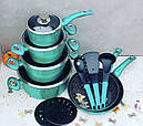 Набір кухонного посуду з антипригарним покриттям з 15 предметів EB-5623, фото 3