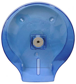 Диспенсер для туалетного паперу джамбо блакитний прозорий пластик JTA 108