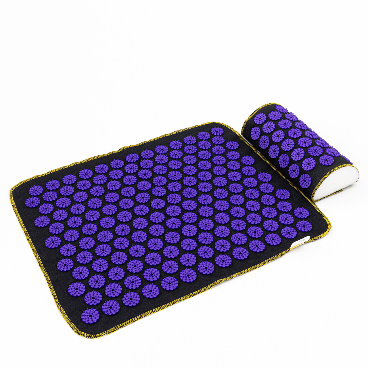 Масажний килимок Аплікатор Кузнєцова + валик масажер для спини/шиї/ніг/стоп/голови/тіла OSPORT (n-0002) Чорно-фіолетовий, фото 1