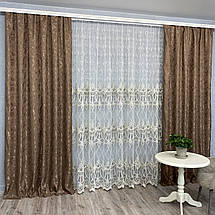 Готові штори Мішковина-мармур коричневий, фото 3