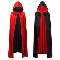 Черно-красная накидка ведьмы, двухсторонний плащ на Hellowen, длинный 145 см