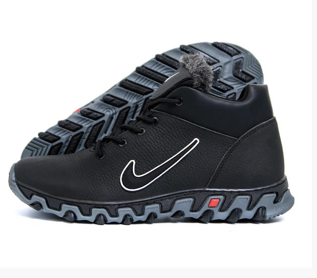 Чоловічі зимові шкіряні черевики Nike Lunarridge black, фото 1