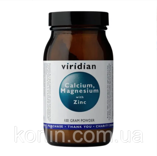 Кальцій Магній Цинк 100 г Порошок Viridian Calcium Magnesium Zinc Powder Англія Доставка з ЄС