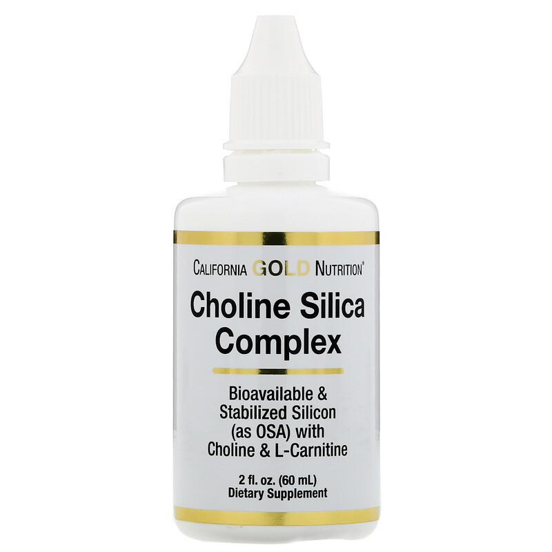California Gold Nutrition (США) Choline Silica Complex 60мл холін, кремній, L-карнітин