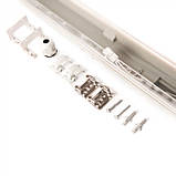 Лінійний світильник 60 см промисловий із лампами Т8 6400 К ЄВРОСВЕТ 2*600 мм LED-SH-2*10 IP65 Slim, фото 3