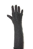 Женские перчатки стрейч длинные+митенка Черные