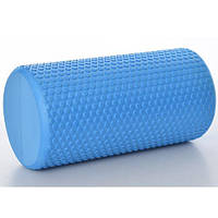 Массажный ролик для йоги, валик гладкий плоский EVA 30х15 см Синий (MS 3231-BL)