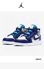 Eur 22-37 Дитячі кросівки Джордан 1 Air Jordan 1 Retro  сині