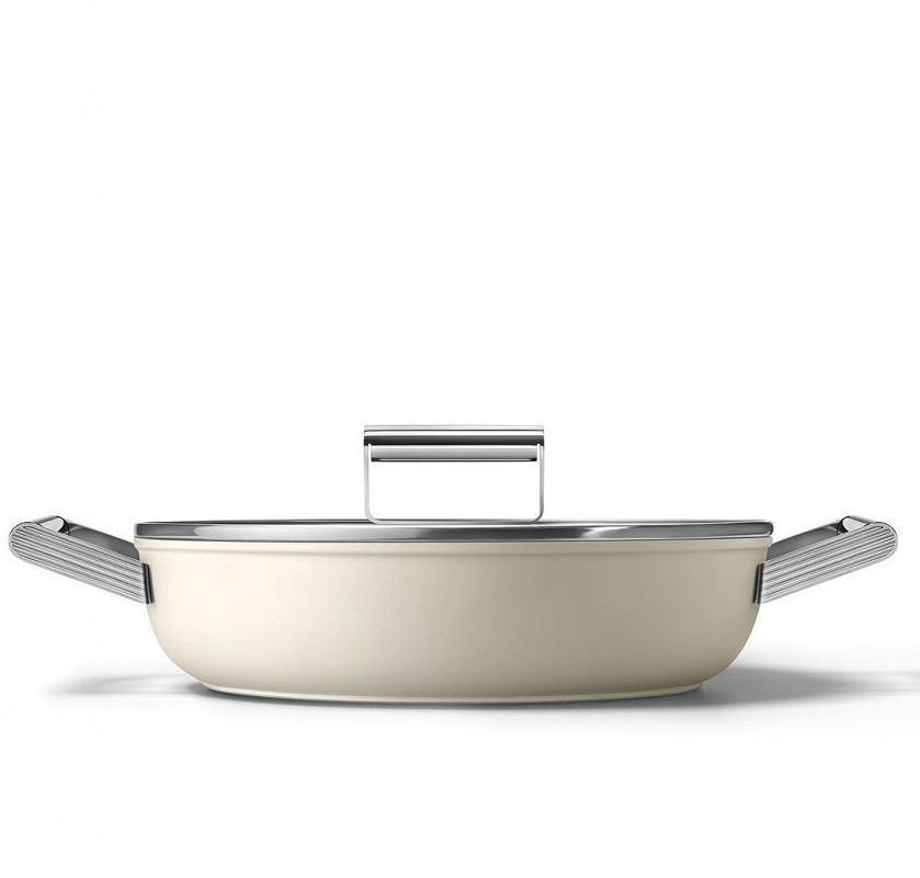 Сковорода індукційна сервірувальна з кришкою Smeg Retro Style 50 28 см 3.7 л кремова CKFD2811CRM