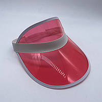 Жіночий пластиковий прозорий козирок лого брендований світло-червоний