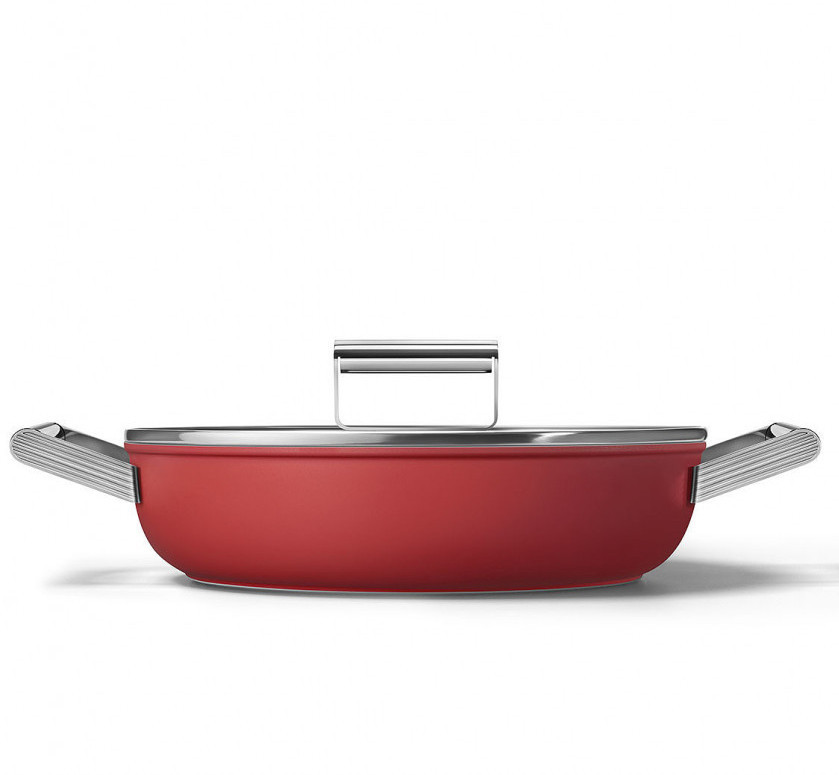 Сковорода індукційна сервірувальна з кришкою Smeg Retro Style 50 28 см 3.7 л червона CKFD2811RDM