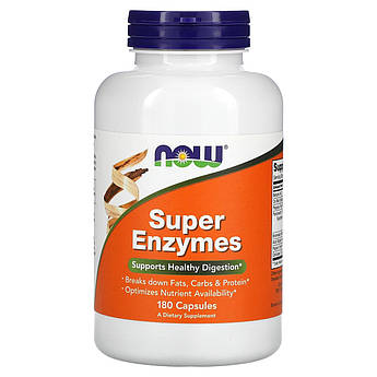Комплекс травних ферментів для нормалізації роботи ШКТ Now Foods Super Enzymes 180 капсул