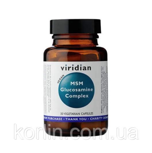 МСМ Глюкозамін Комплекс 30 кап Viridian MSM Glucosamine Complex Англія Доставка з ЄС
