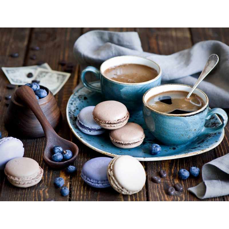 Алмазна мозаїка Кава та макаронс DMF-344 (40 x 50 см) на підрамнику, фото 1