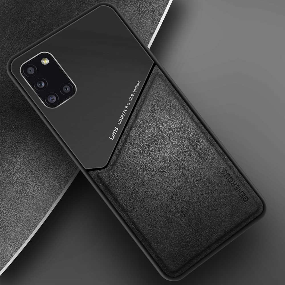 Бізнес чохол бампер GENEROUS для Samsung Galaxy A31 з скла і штучної шкіри