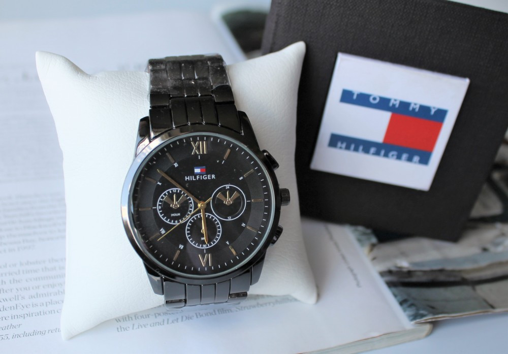Чоловічий годинник Tommy Hilfiger black&gold, фото 1