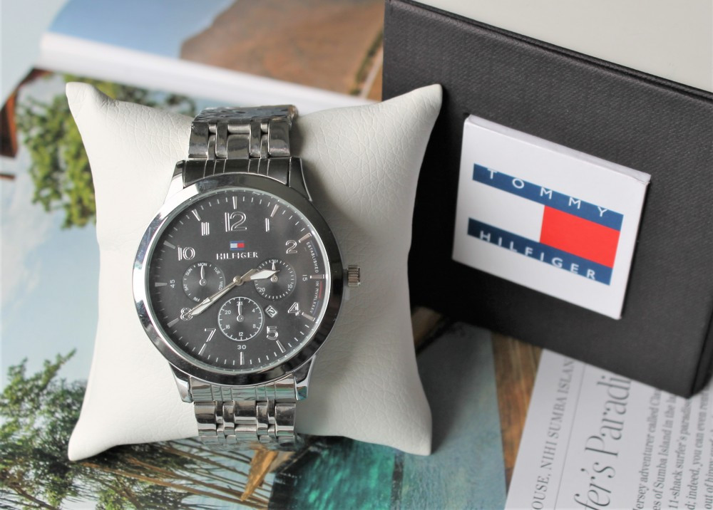 Чоловічий наручний годинник Tommy Hilfiger silver&black, фото 1