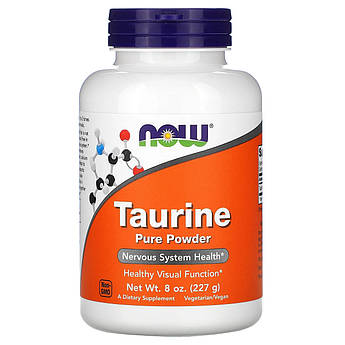 Таурін 1000 мг Now Foods Taurine у ​​чистому порошку для здоров'я нервової системи та зору 227 г