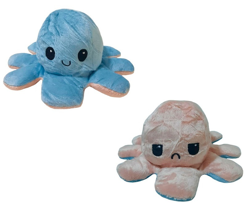 Іграшка м'яка восьминіг двосторонній OCTOPUS 7931, бежево-блакитна