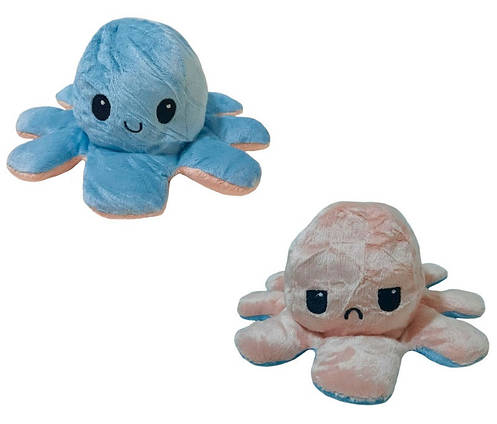 Іграшка м'яка восьминіг двосторонній OCTOPUS 7931, бежево-блакитна, фото 1