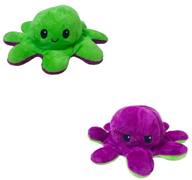 Іграшка м'яка восьминіг двосторонній OCTOPUS 7931, зелено-фіолетове
