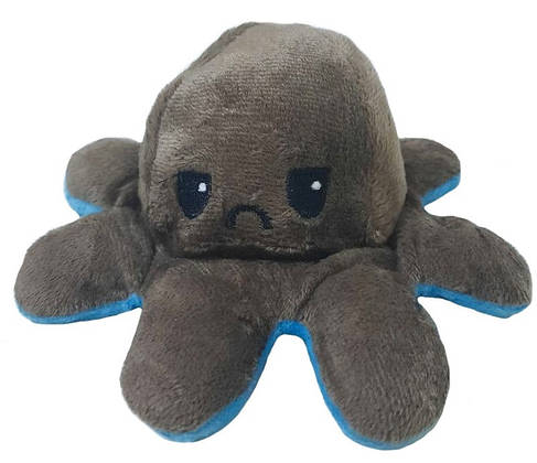 Іграшка м'яка восьминіг двосторонній OCTOPUS 7931, коричнево-блакитна, фото 3
